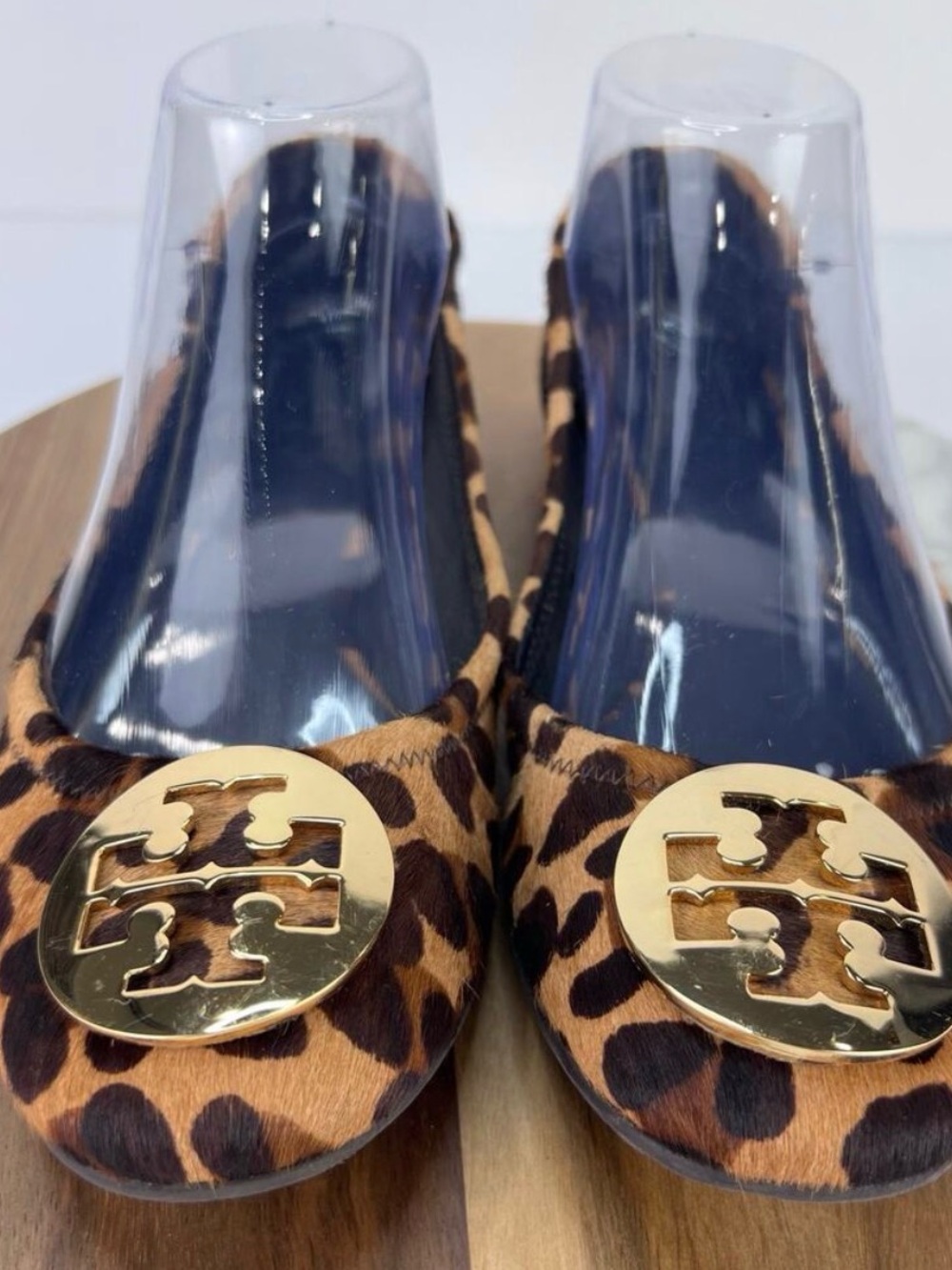 Tory Burch Leopard-Print Reva Flats with Gold Logo